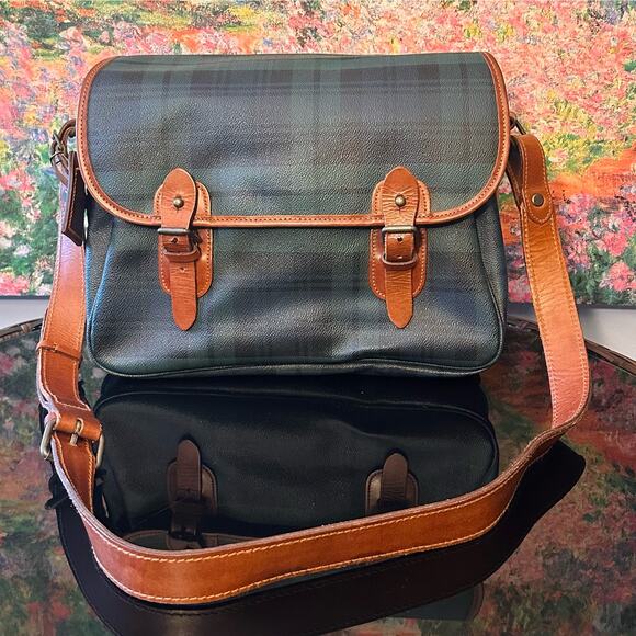 Polo Ralph Lauren Handbags - EUC Vintage Polo Ralph Lauren Black Watch Plaid Messenger Bag